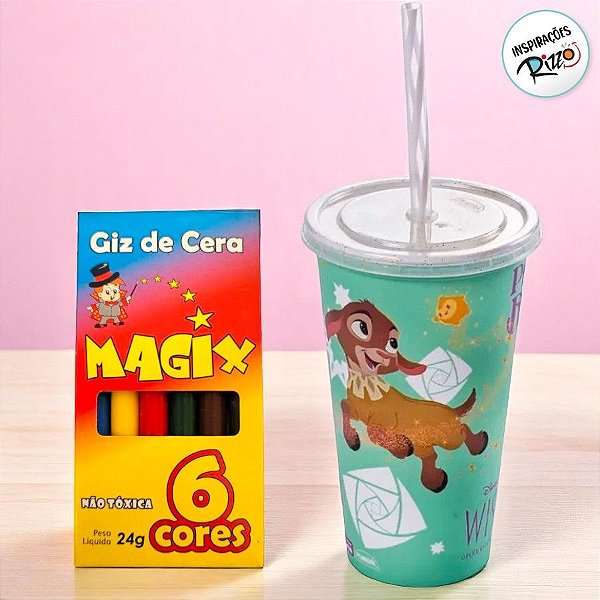 Kit Copo com Canudo e Giz - Wish Verde - 1 unidade - Rizzo