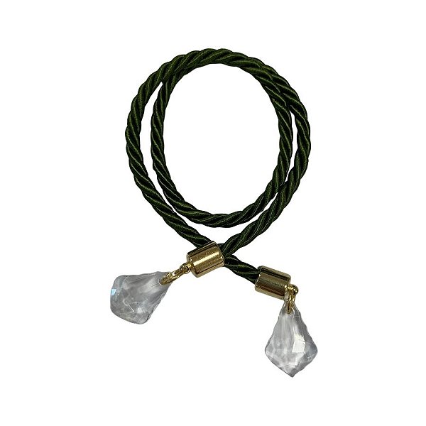 Cordão Decorativo Com Pingente Pião - Verde Militar Com Ouro - 33,5cm - 1 unidade - Rizzo