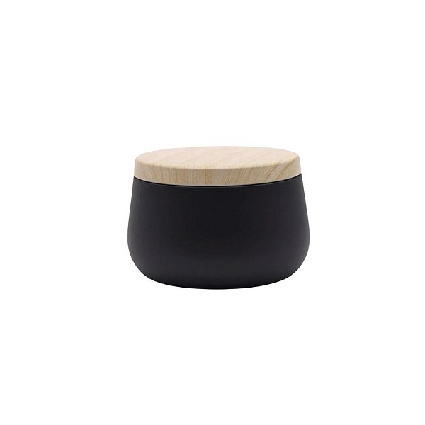 Lata de Metal com Tampa Estampa Madeira - Preto - 120ml - 6,5x5cm - 1 unidade - Rizzo