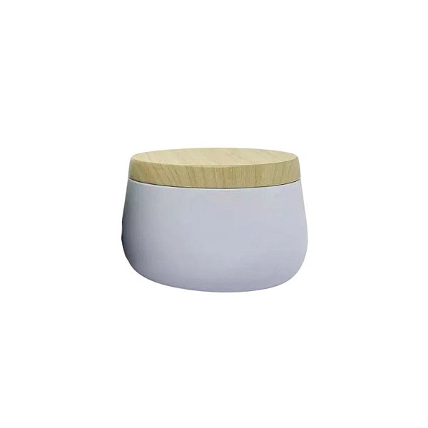 Lata de Metal com Tampa Estampa Madeira - Branca - 120ml - 6,5x5cm - 1 unidade - Rizzo