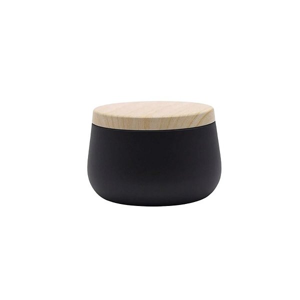 Lata de Metal com Tampa Estampa Madeira - Preto - 240ml - 7,5x5,5cm - 1 unidade - Rizzo