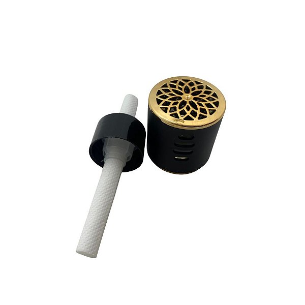 Tampa Difusor Ancara Rosca 28/410 – Preto com Detalhe Dourado - 1 unidade - Rizzo