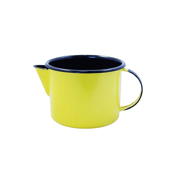Caneca Esmaltada com Bico 12 Para Derreter Velas  - Amarelo - 1000ml - 12x9.5cm - 1 unidade - Rizzo