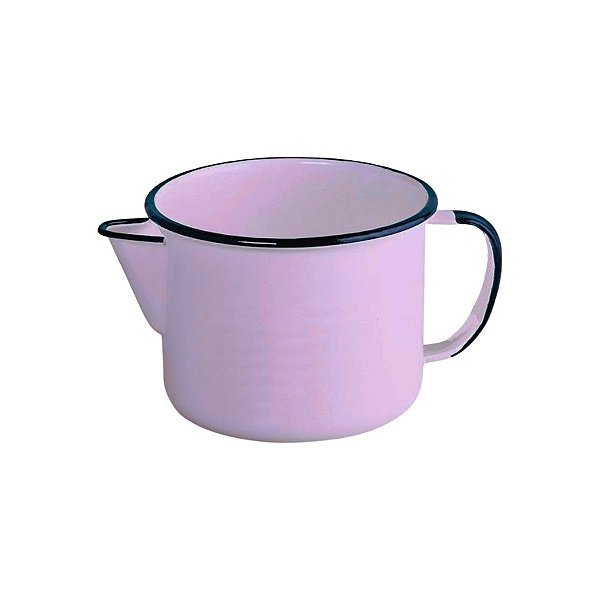 Caneca Esmaltada com Bico 12 Para Derreter Velas  - Rosa Claro - 1000ml - 12x9.5cm - 1 unidade - Rizzo