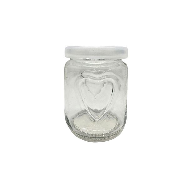 Pote de Vidro com Tampa Plástica e Detalhe de Coração - 150ml - 1 unidade - Rizzo