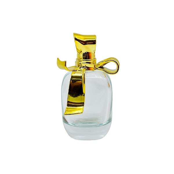 Frasco para Perfumaria de Vidro Com Válvula Spray e Tampa Laço Dourado – 60 ml - 1 unidade - Rizzo