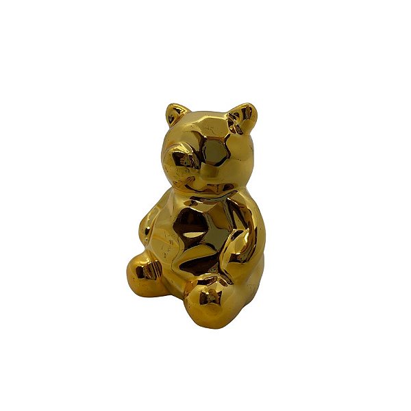Urso Decorativo de Cerâmica - Dourado - 6cm - 1 unidade - Rizzo