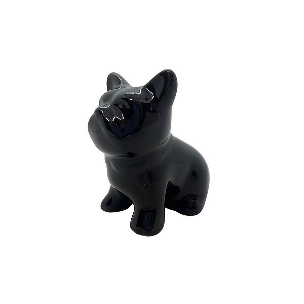 Cachorro Decorativo de Cerâmica - Preto - 7,6x6,4x3,8cm - 1 unidade - Rizzo