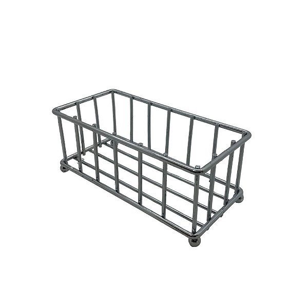 Bandeja Decorativa Retangular de Ferro - Prata - 14x7x5,8cm - 1 unidade - Rizzo