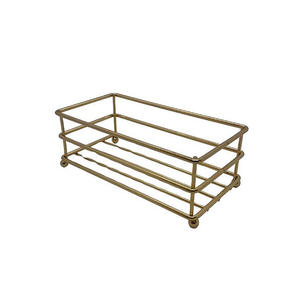 Bandeja Decorativa Retangular de Ferro - Dourada - 15,5x8x5,8cm - 1 unidade - Rizzo
