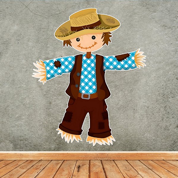 Boneco Articulado Decorativo De Festa Junina - Espantalho Azul - 68x84cm - 1 unidades - Regina - Rizzo