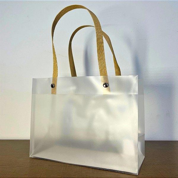Sacola Transparente Fosca Com Alça De Fibra - 20x15x9cm - 1 unidades - Rizzo
