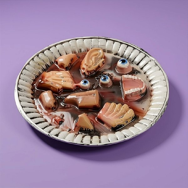 Enfeite Decorativo De Halloween - Bandeja Com Orgãos - 33,5x33,5cm - 1 unidade - Rizzo