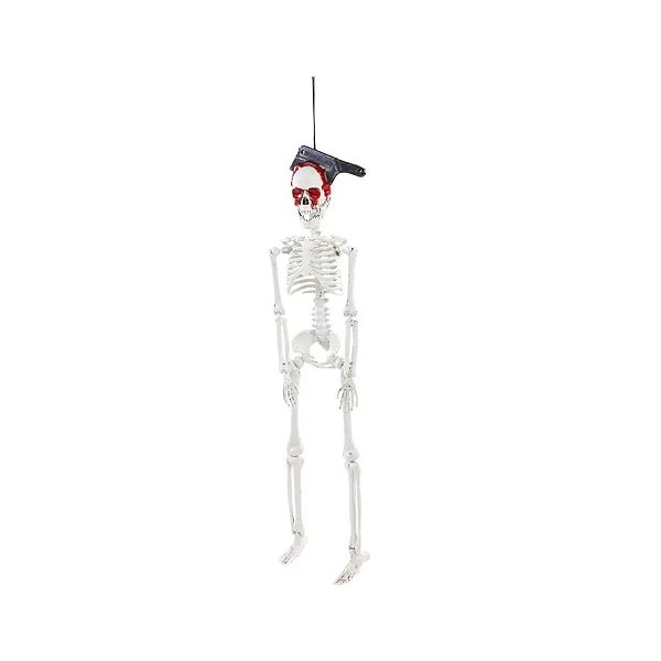 Enfeite Decorativo de Halloween - Esqueleto Com Faca Na Cabeça - 40x12cm - 1 unidade - Cromus - Rizzo