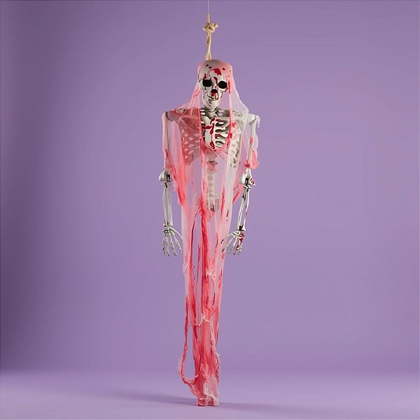 Enfeite Decorativo de Halloween - Fantasma Esqueleto com Sangue - 1,50x38cm - 1 unidade - Rizzo