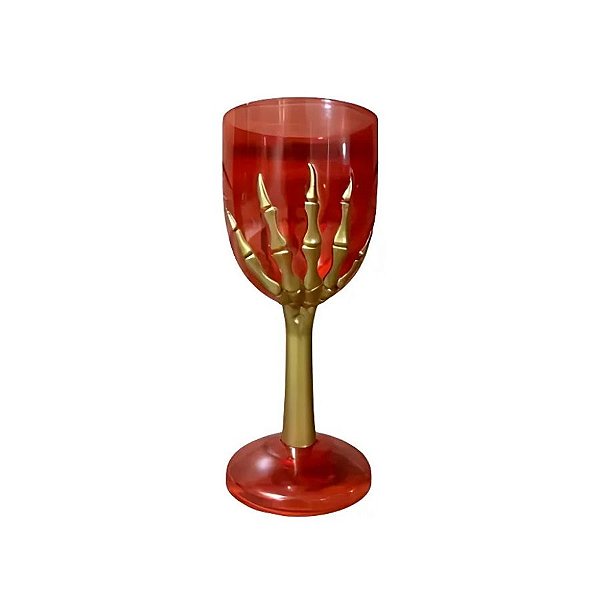 Taça Para Festa - Vermelha Com Mão Dourada - Halloween - 1 unidade - Rizzo