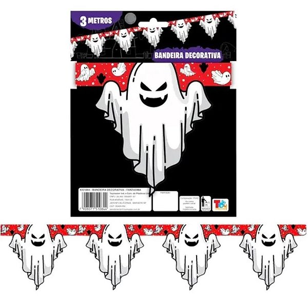 Bandeira Decorativa De Halloween - Fantasma - 3 Metros - 1 unidade - Rizzo