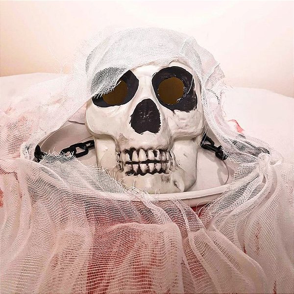 Enfeite Decorativo De Halloween - Caveira Na Bandeja -  1,20cm - 1 unidade - Rizzo