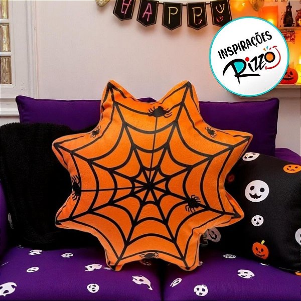 Almofada Decorativa De Halloween - Teia De Aranha - 43cm - 1 unidade - Rizzo