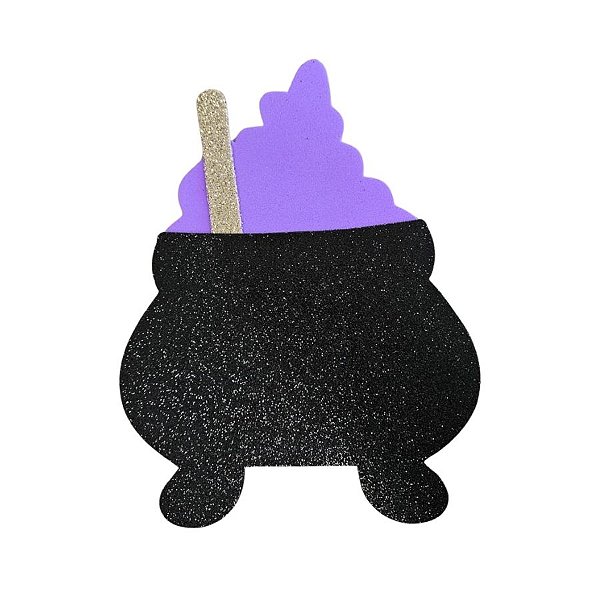 Enfeite Decorativo De Halloween - Caldeirão XG - Lilas - 21,5x16,5cm - 1 unidade - Rizzo