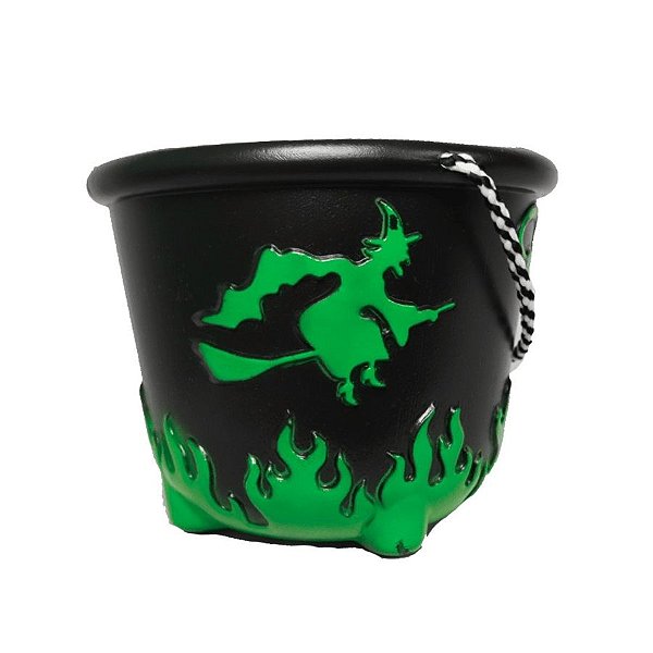 Baldinho de Halloween com Alça - Bruxa - Verde - 14,5x19cm - 1 unidade - Rizzo