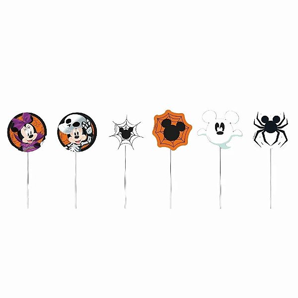 Pick Decorativo - Happy Halloween - 10cm -  Disney Original - 12 unidades - Cromus - Rizzo