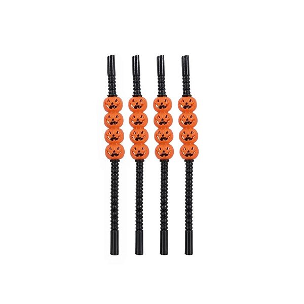 Canudo Decorativo Abóbora de Halloween - Preto - 22cm - 4 unidades - Cromus - Rizzo