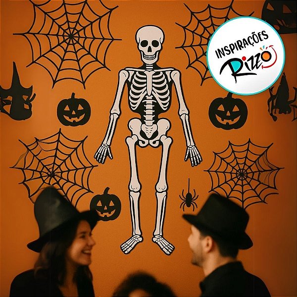 Enfeite Decorativo De Halloween - Esqueleto Articulado - 70cm - 1 unidade - Cromus - Rizzo