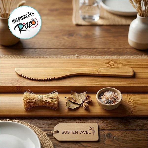 Faca De Bambu Premium - 19cm - 6 unidades - Rizzo