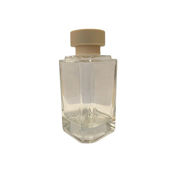 Frasco Difusor De Vidro Transparente Com Tampa Branca - Rosca 28 - 200ml - 6x12,5cm - 1 unidade - Rizzo