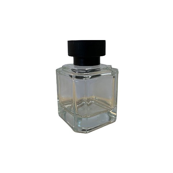 Frasco Difusor De Vidro Transparente Com Tampa Preta - Rosca 28 - 100ml - 5,5x8,5cm - 1 unidade - Rizzo
