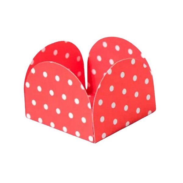 Forminhas para Doces 4 Pétalas - Vermelho com Poá Branco - 3,5x3,5cm - 50 unidades - Rizzo