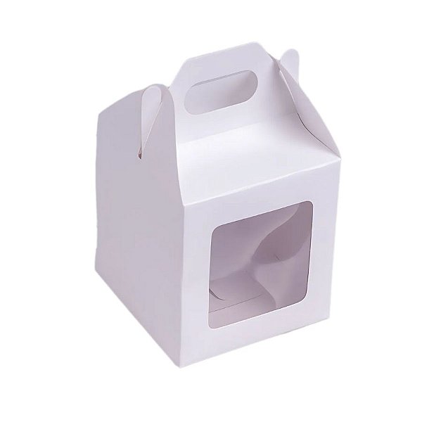 Caixa Para Cupcake Com Visor - Branco - 8,5x8,5x8,5cm - 10 unidades - Rizzo