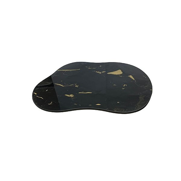 Bandeja Mesa Orgânica Com Pé - Mármore Preto - 16x22cm - 1 unidade - Rizzo