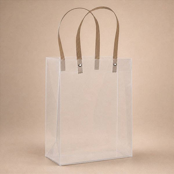 Sacola Transparente Fosca Com Alça De Fibra - 25x20x7cm - 1 unidades - Rizzo