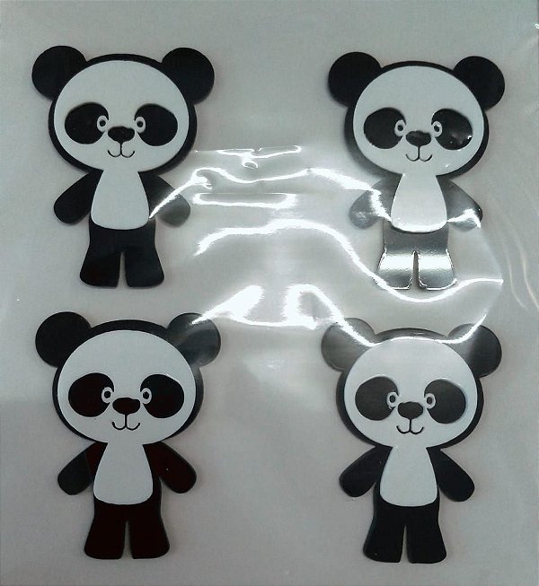 Aplique Festa Panda em Pé 5cm - 4 Unidades - Vivart Rizzo Festas