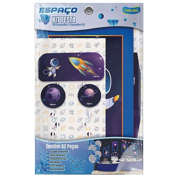 Kit Festa - Espaço - 62 itens - 1 unidade - Rizzo