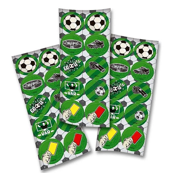 Adesivo Redondo - Futebol - 3,9x3,9cm - 30 unidades - Rizzo