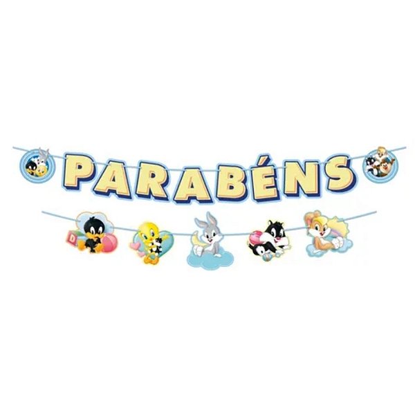 Faixa Decorativa "Parabéns" - Looney Tunes Baby - 1 unidade - Rizzo
