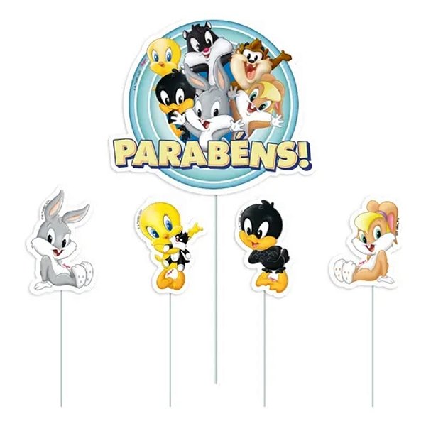 Decoração de Bolo - Looney Tunes Baby - 5 unidades - Rizzo