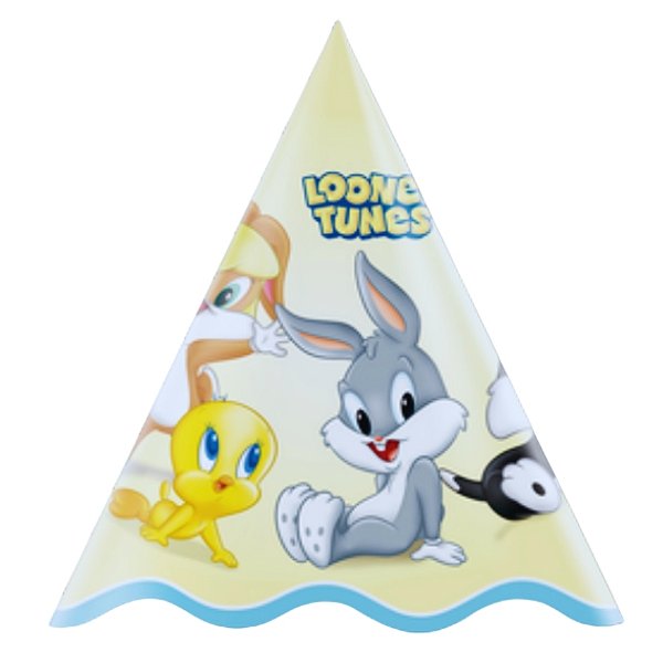 Chapéu de Aniversário - Looney Tunes Baby - 16x13,5cm - 8 unidades - Rizzo