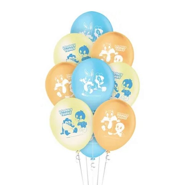 Balão de Festa Decorado Looney Tunes Baby 9" 23cm - 25 unidades - Rizzo