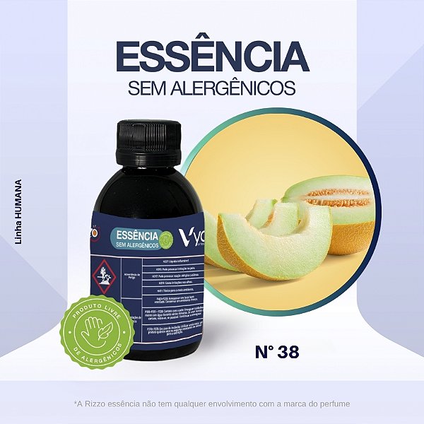 Essência Cucumber Melon Concentrada para Perfumaria e Animais N°38 - 100g - Allergen Free - 1 unidade - Vya - Rizzo