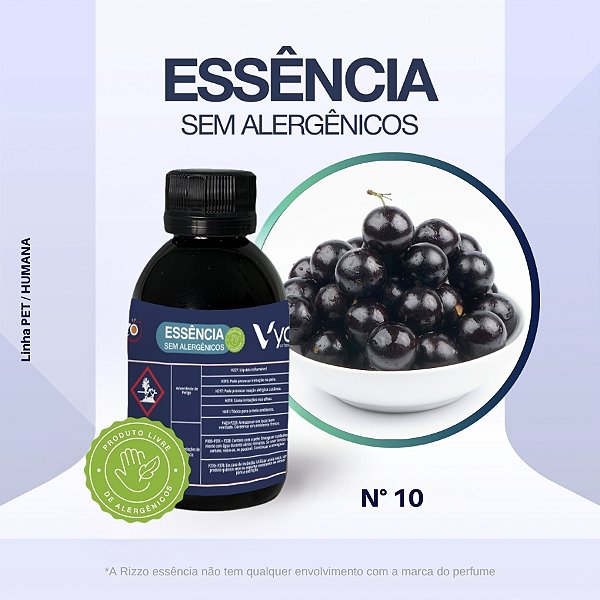 Essência Plinia Concentrada para Perfumaria e Animais N°10 - 100g - Allergen Free - 1 unidade - Vya - Rizzo