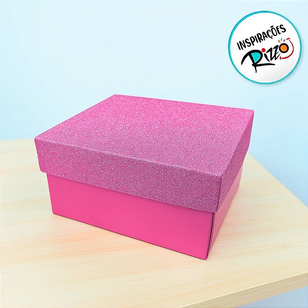 Caixa Rosa Quadrada Com Glitter - 3,5x6,5x6,5cm - 12 unidades - Rizzo