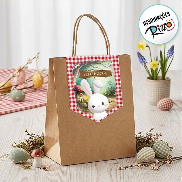Sacola de Papel com Fechamento - Contos De Páscoa - 21,5x15x8cm - 10 unidades - Cromus - Rizzo