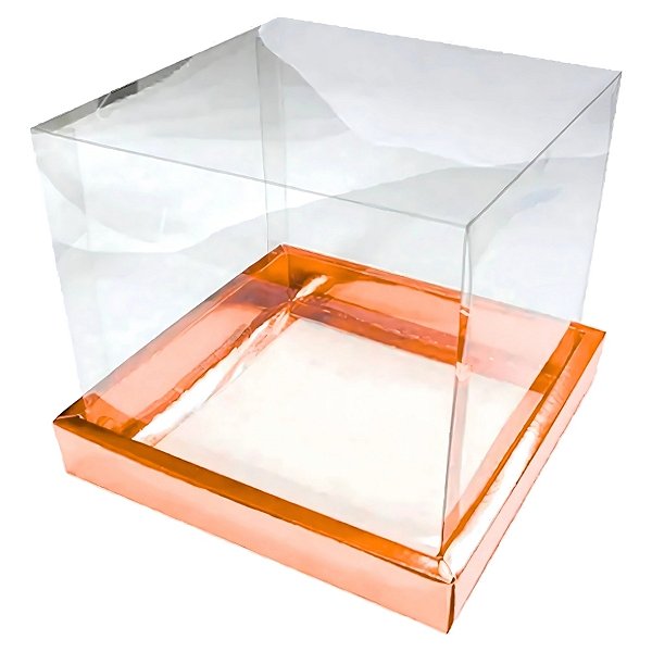 Caixa Para Bolo Pvc Base Cobre Texturizada - 17x20x17cm - 5 unidades - Assk - Rizzo