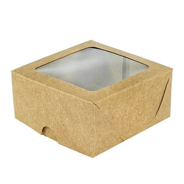 Caixa Para Doces Com Visor - Kraft - 8x8x4cm - 10 unidades - Assk - Rizzo