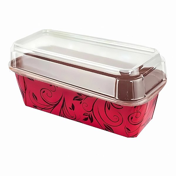 Forma Plumpy Borda Enrolada com Tampa 600g - Vermelha - 19,5x7x6cm - 5 unidades - Ecopack - Rizzo