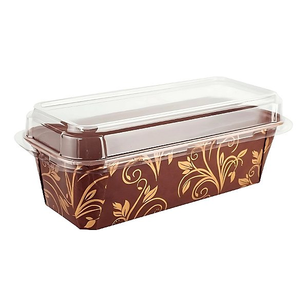 Forma Plumpy Borda Enrolada com Tampa 250g - Marrom - 16x6,5x4,5cm - 5 unidades - Ecopack - Rizzo